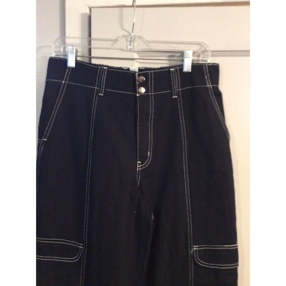 New NWT RSQ Black Women's Smock Waist Loose Cargo Stitched pants XL - Picture 7 of 10